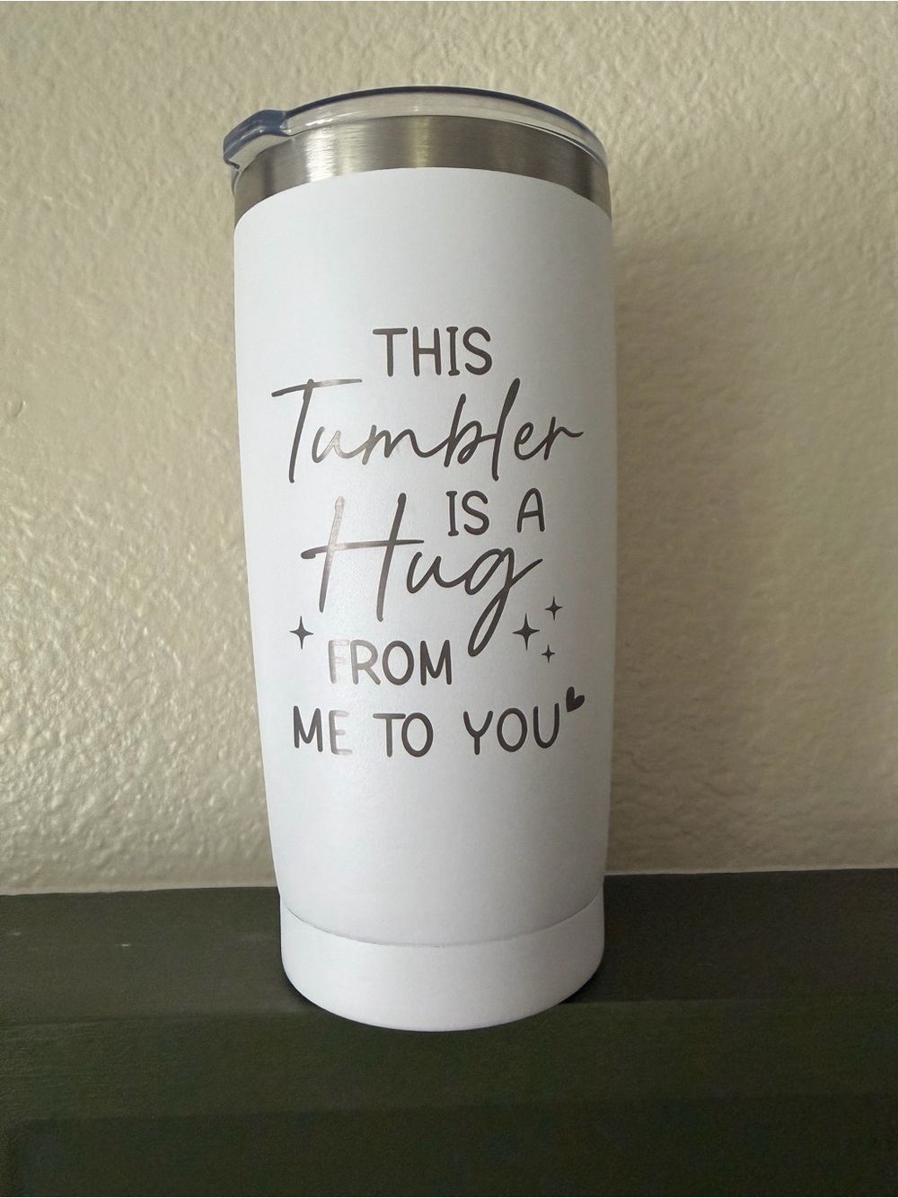 White Insulated Tumbler with Inspirational Script